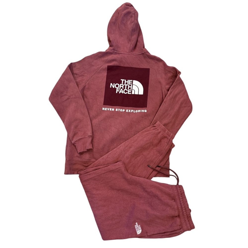 North face Joggers And Hoodie Set Women’s Sweat Suit Medium Box Logo Mauve Trave